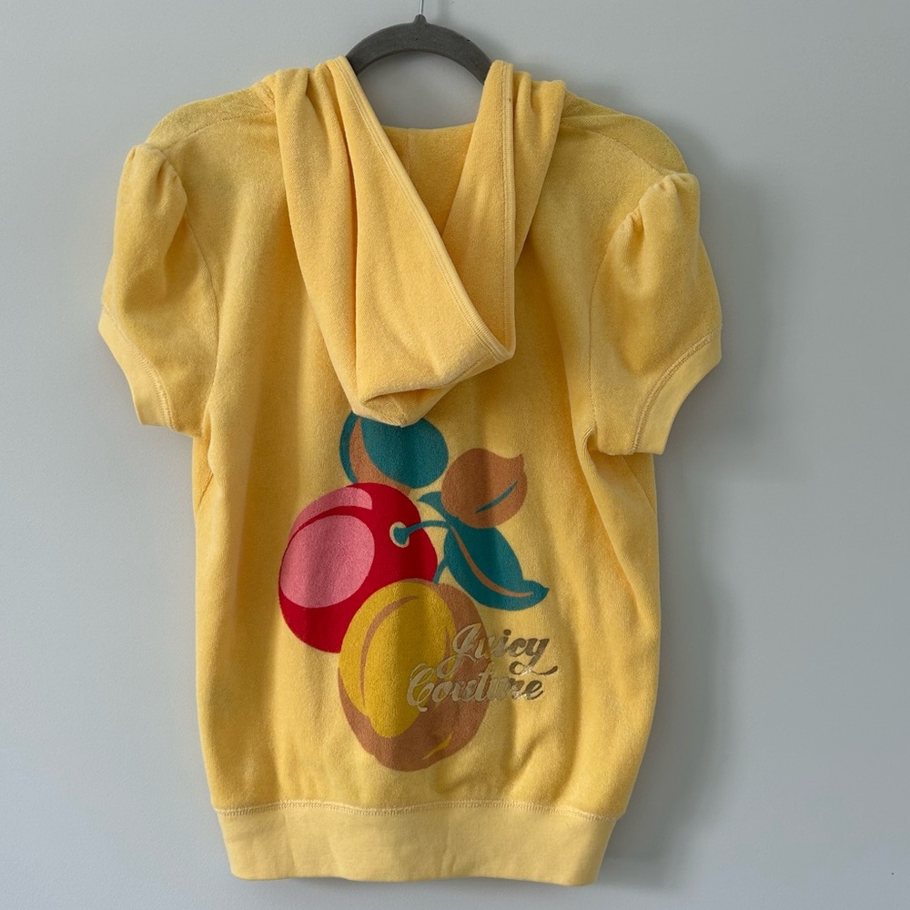 Vintage Juicy Couture Y2K Yellow Short Sleeve Track Suit Jacket XL - Picture 7 of 10